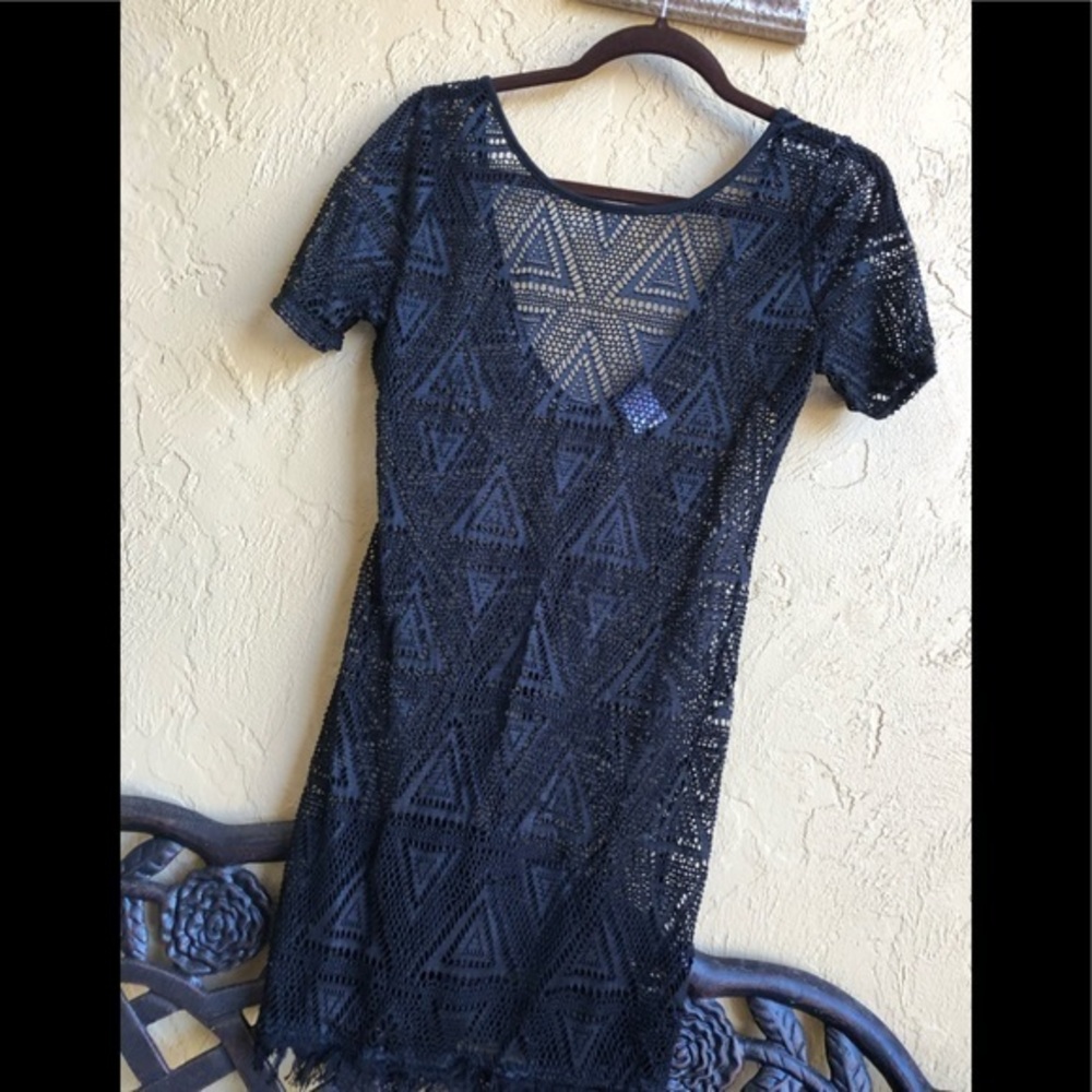 Xhilaration Black lacy beach cover-up